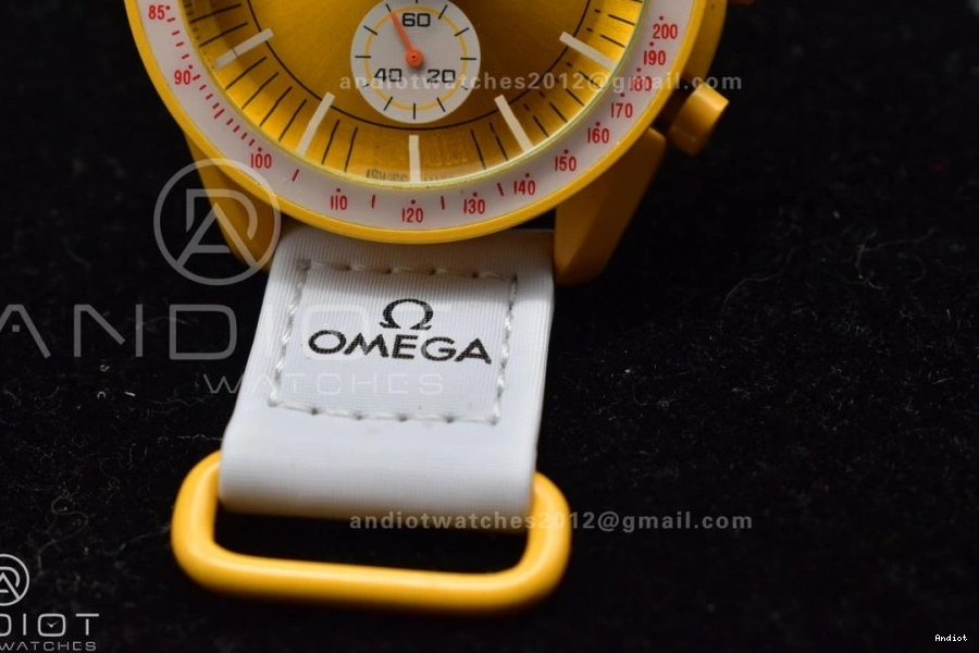 Moonwatch Bioceramic Mission Nylon Swatch to x on the Omega Sun Strap Quartz 1220